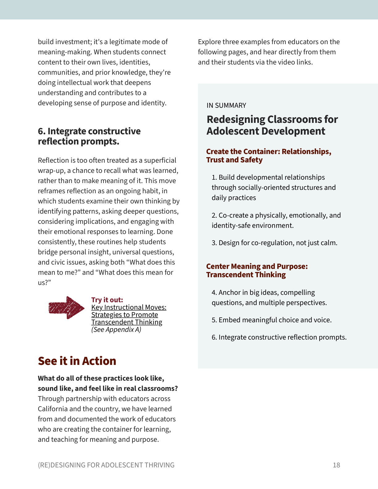 Redesigning Classrooms for Adolescent Development